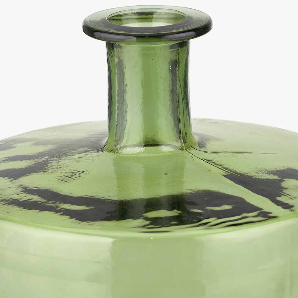 Forest Green Recycled Glass Bottle Vase – Large Sustainable Decorative Vase