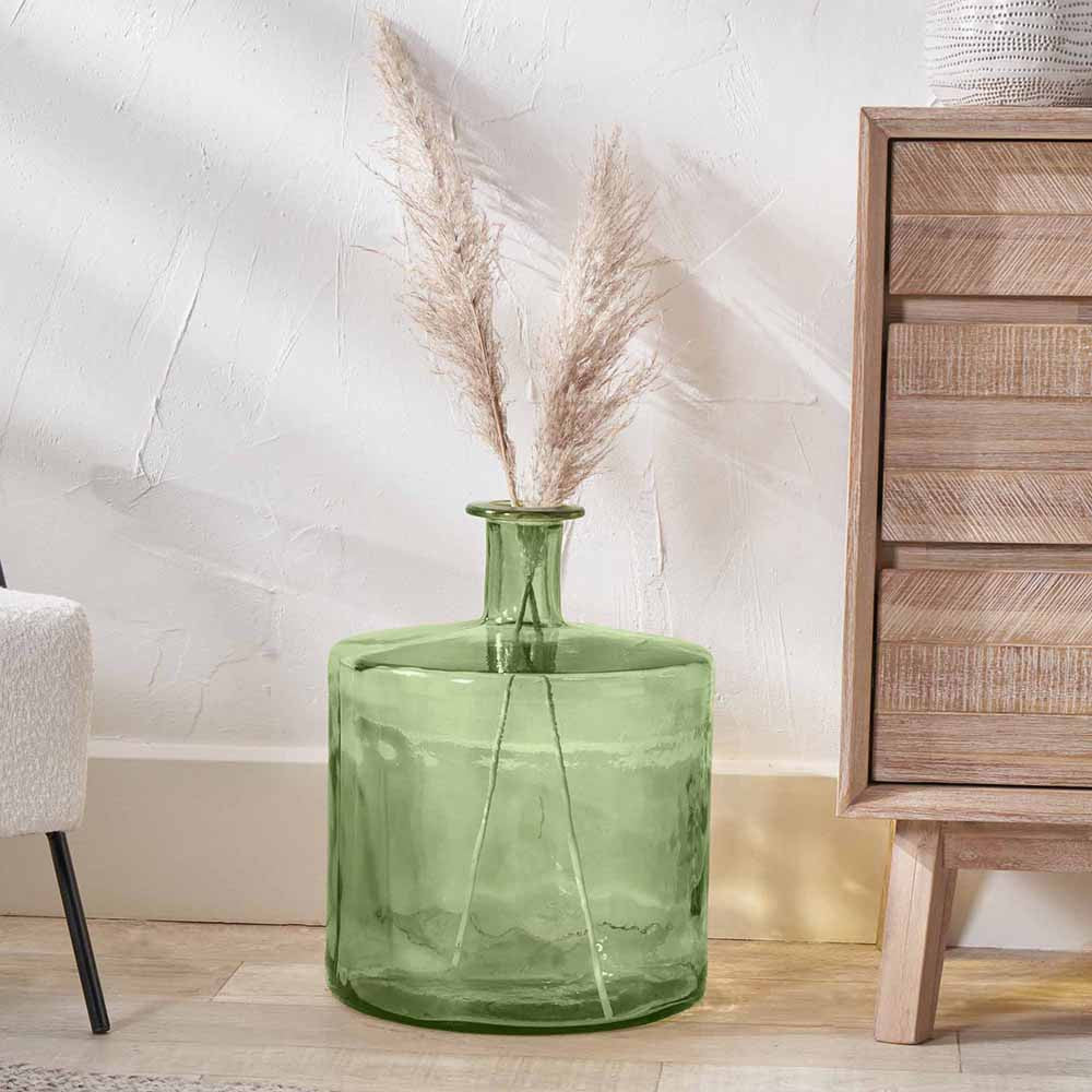 Forest Green Recycled Glass Bottle Vase – Large Sustainable Decorative Vase
