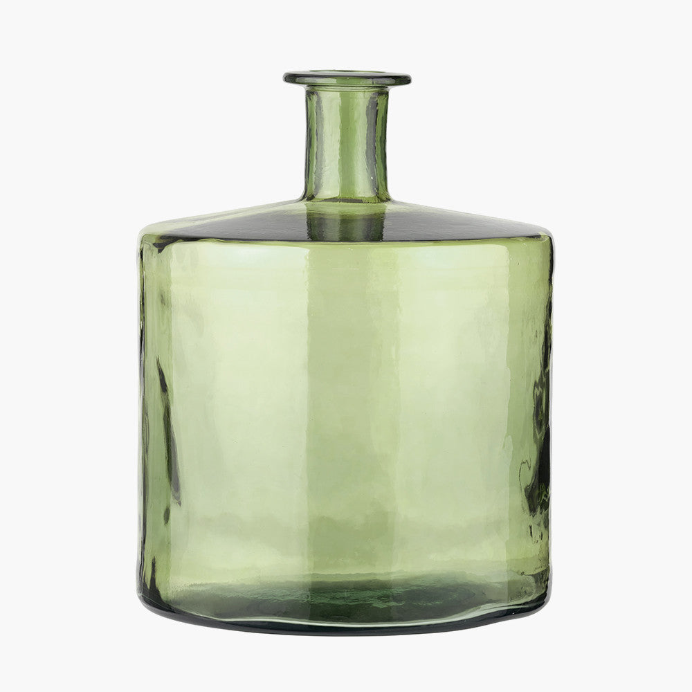 Forest Green Recycled Glass Bottle Vase – Large Sustainable Decorative Vase