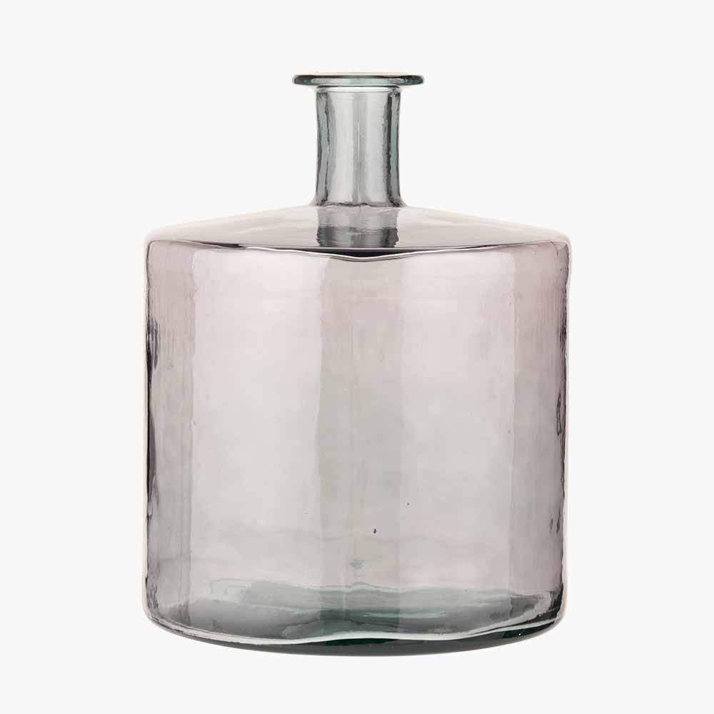 Grey Recycled Glass Bottle Vase – Sustainable Decorative Statement Vase
