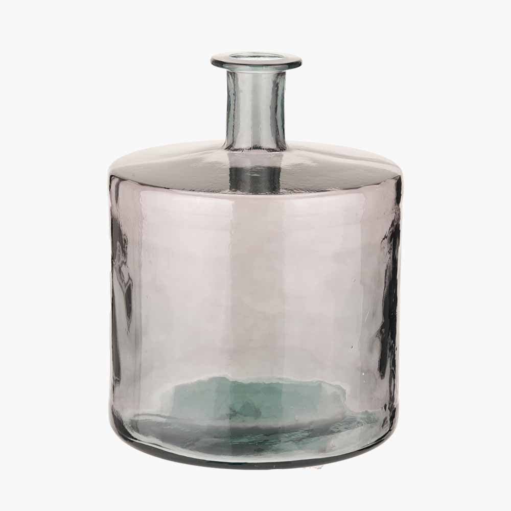 Grey Recycled Glass Bottle Vase – Sustainable Decorative Statement Vase