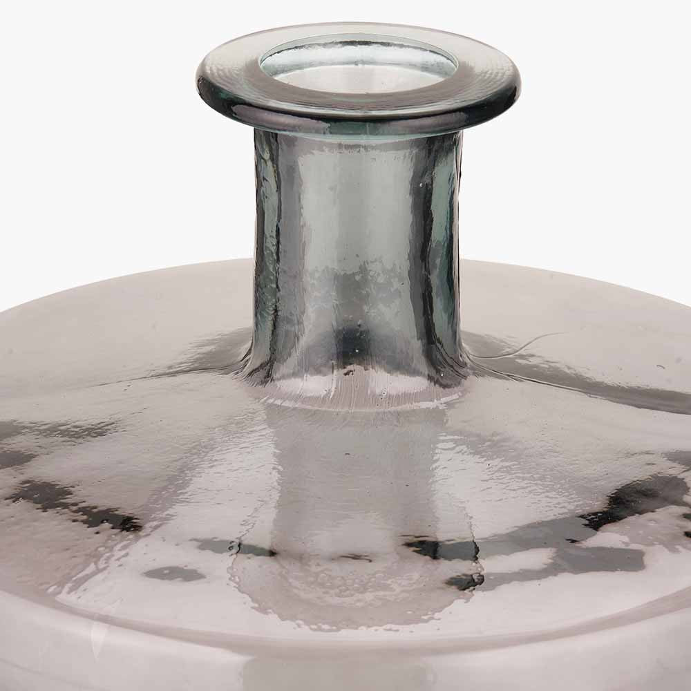 Grey Recycled Glass Bottle Vase – Sustainable Decorative Statement Vase