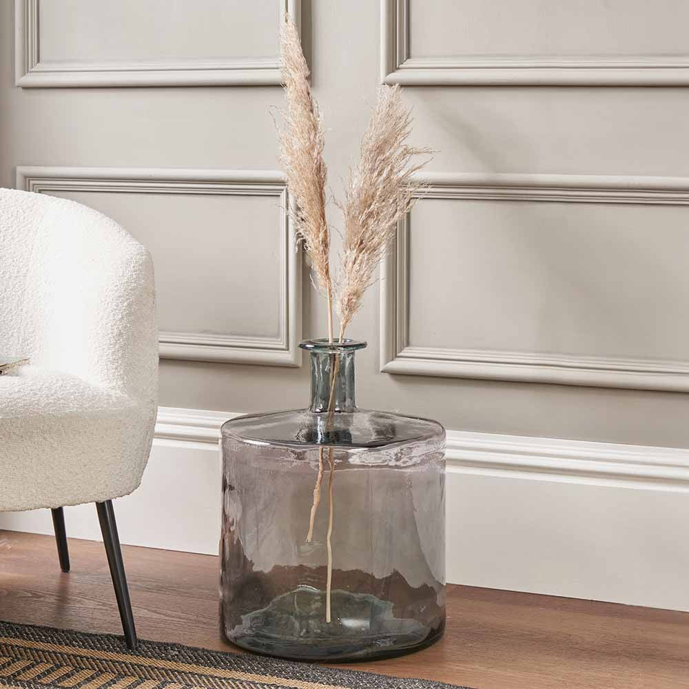Grey Recycled Glass Bottle Vase – Sustainable Decorative Statement Vase