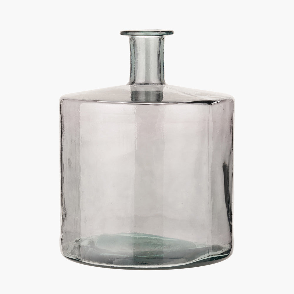 Grey Recycled Glass Bottle Vase – Sustainable Decorative Statement Vase