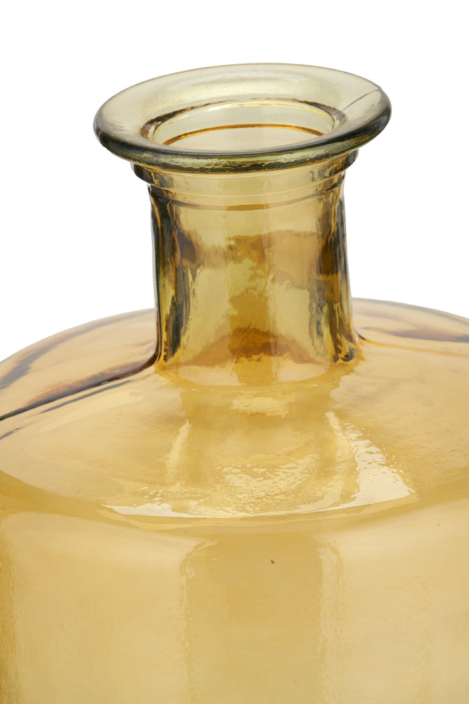 Amber Recycled Glass Bottle Vase Tall