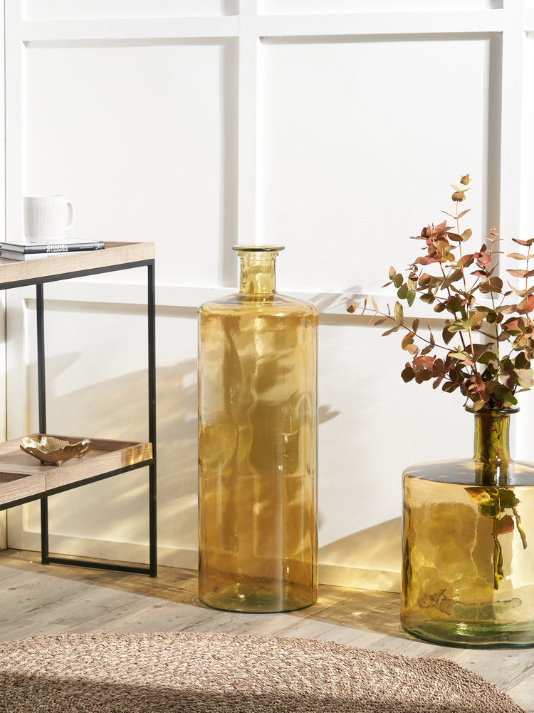 Amber Recycled Glass Bottle Vase Tall