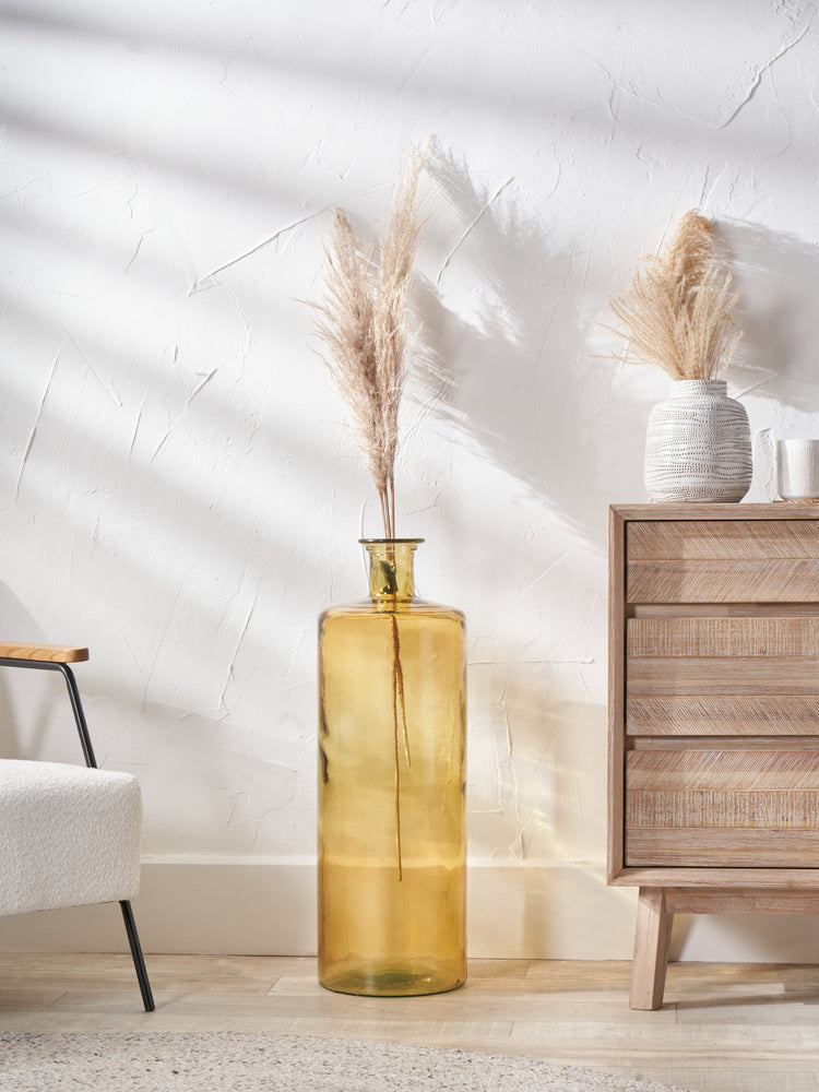 Amber Recycled Glass Bottle Vase Tall