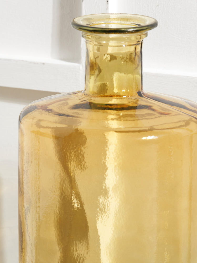 Amber Recycled Glass Bottle Vase Tall