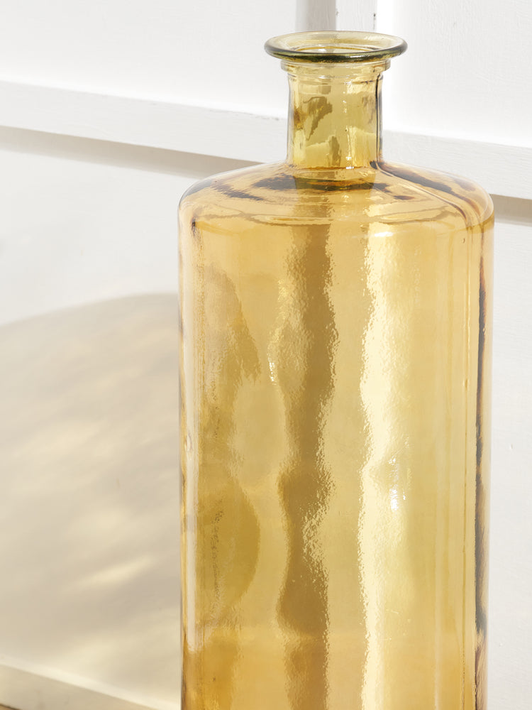 Amber Recycled Glass Bottle Vase Tall