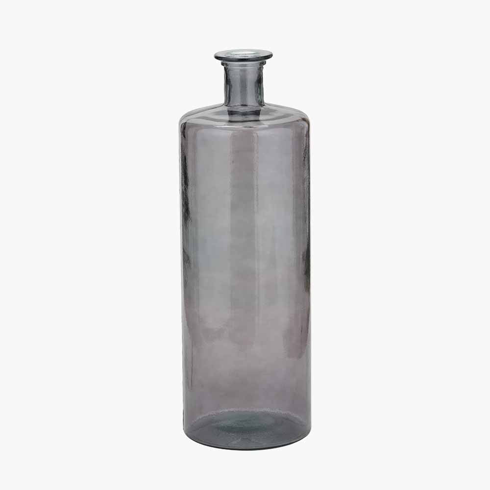 Tall Grey Recycled Glass Bottle Vase – Large Sustainable Decorative Vase