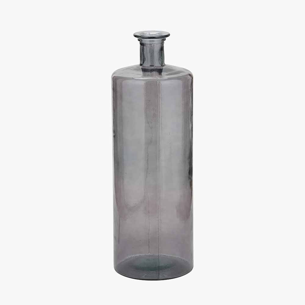 Tall Grey Recycled Glass Bottle Vase – Large Sustainable Decorative Vase
