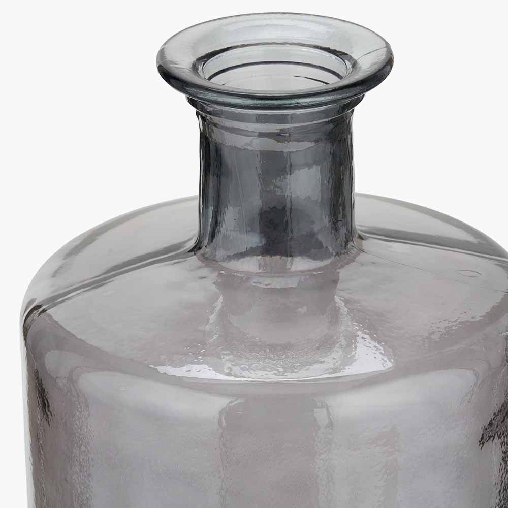 Tall Grey Recycled Glass Bottle Vase – Large Sustainable Decorative Vase