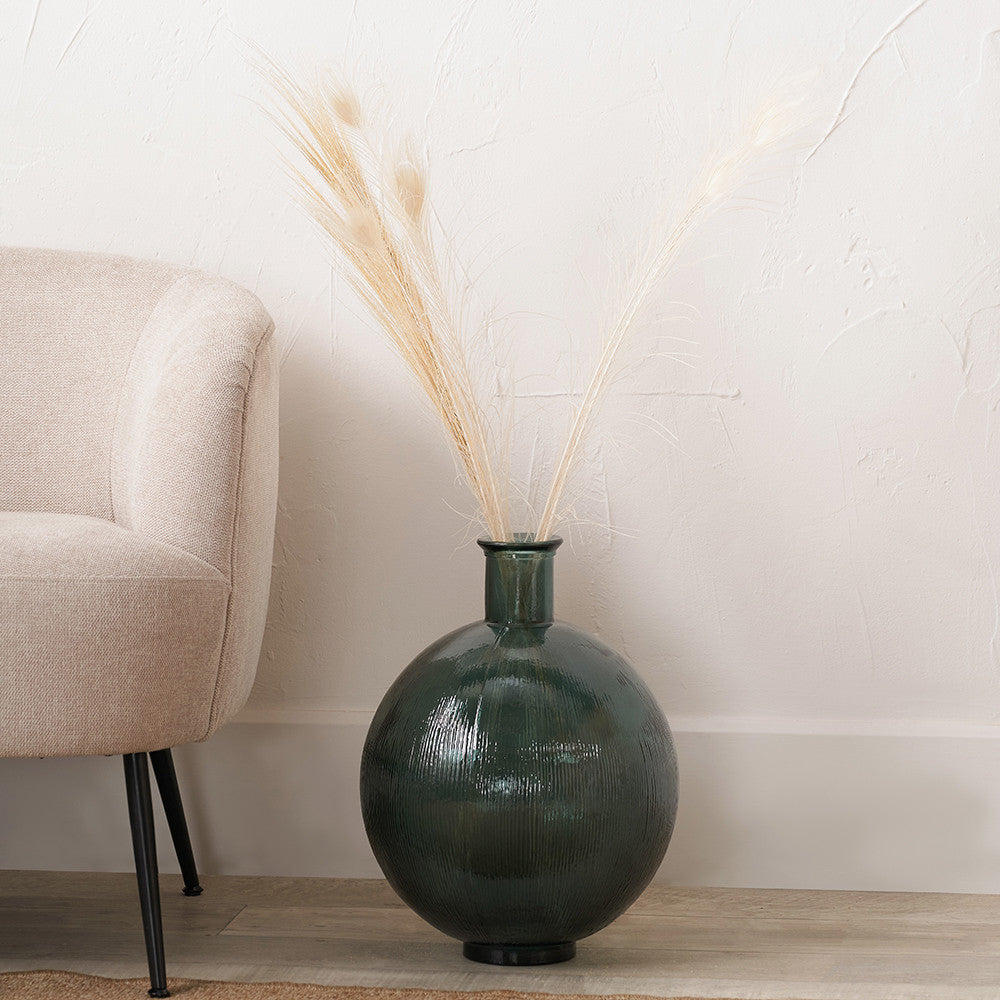 Round Recycled Sea Green Glass Vase