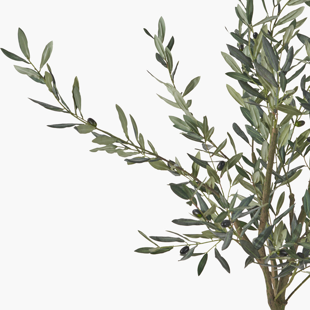 Medium Faux Olive Tree in White Pot – Realistic Mediterranean Home Décor Plant