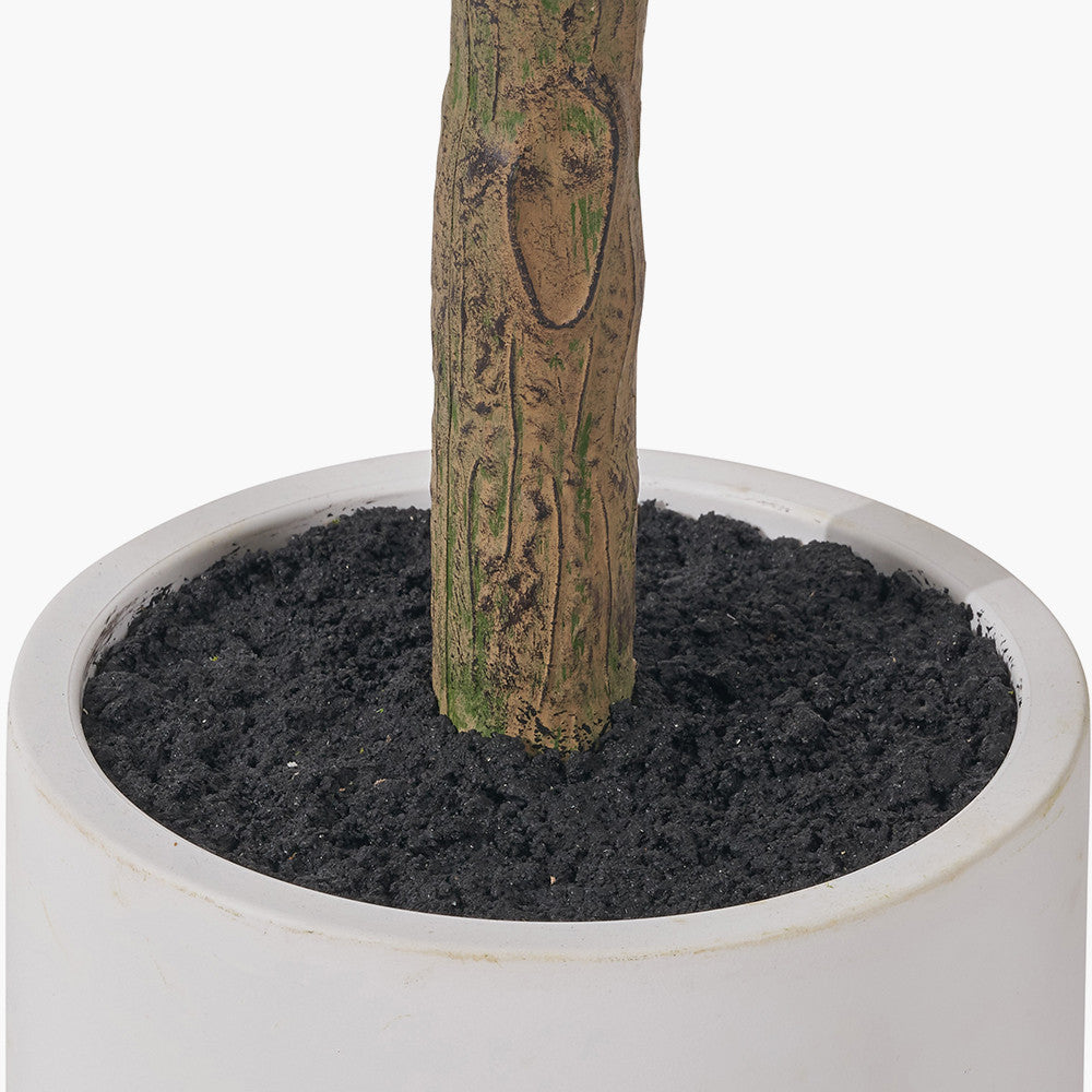 Medium Faux Olive Tree in White Pot – Realistic Mediterranean Home Décor Plant