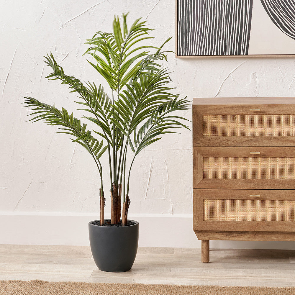 Artificial Areca Palm Plant in Pot – 120cm Tall Faux Indoor Palm Tree