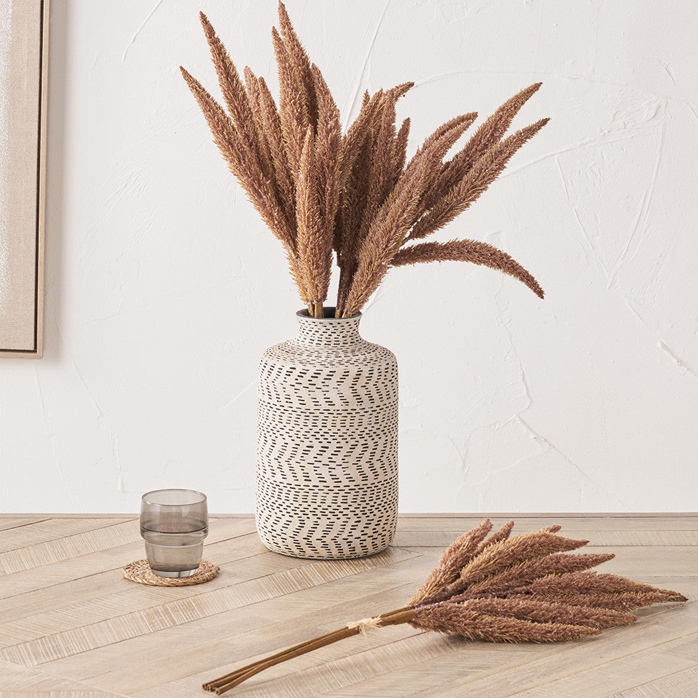 Mulberry Brown Faux Foxtail Hand-Tied 3 Stem Bundle Pack of 6 – Textured Dried Look Stems