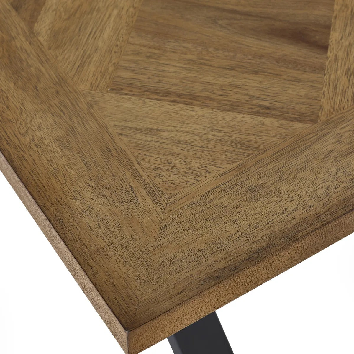 Shop the Aron Dining Table with eye-catching herringbone wood top with striking black metal base ensures lasting stability. Perfect for hosting dinners or enjoying everyday meals in style. Shop online at www.nobleandnook.co.uk