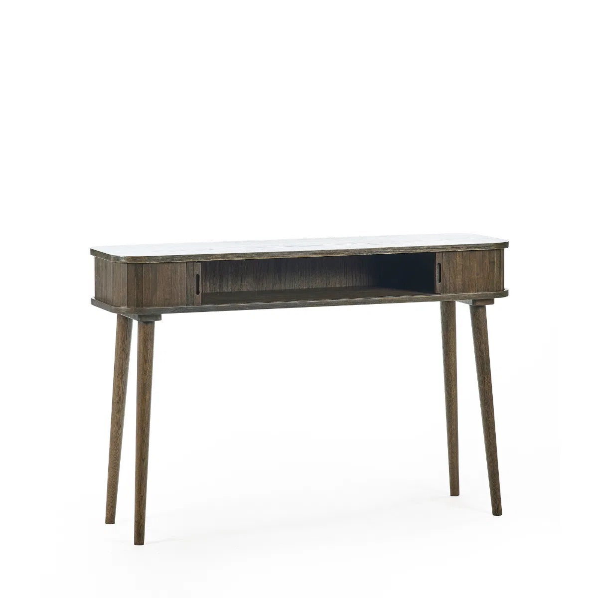 Whether it's used in an entryway or as an accent in your living area, the Arya Console with its sleek profile and clever storage make it a must-have addition for modern interiors. H80xD35xW120cm. Available at www.nobleandnook.co.uk