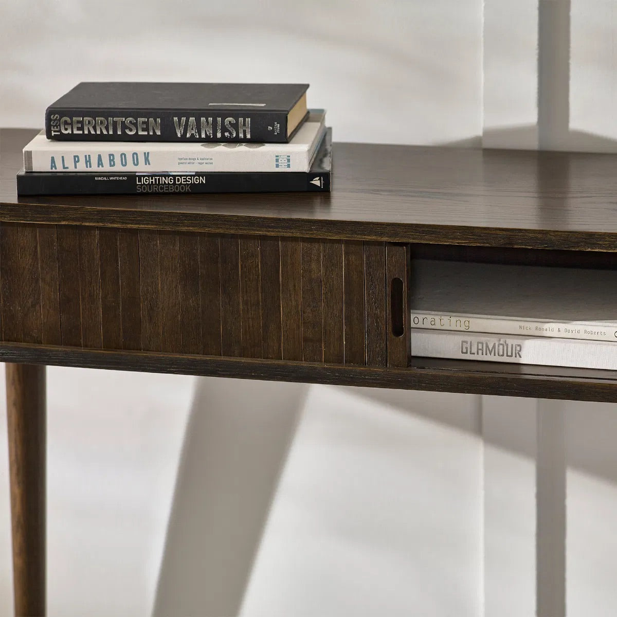 Whether it's used in an entryway or as an accent in your living area, the Arya Console with its sleek profile and clever storage make it a must-have addition for modern interiors. H80xD35xW120cm. Available at www.nobleandnook.co.uk