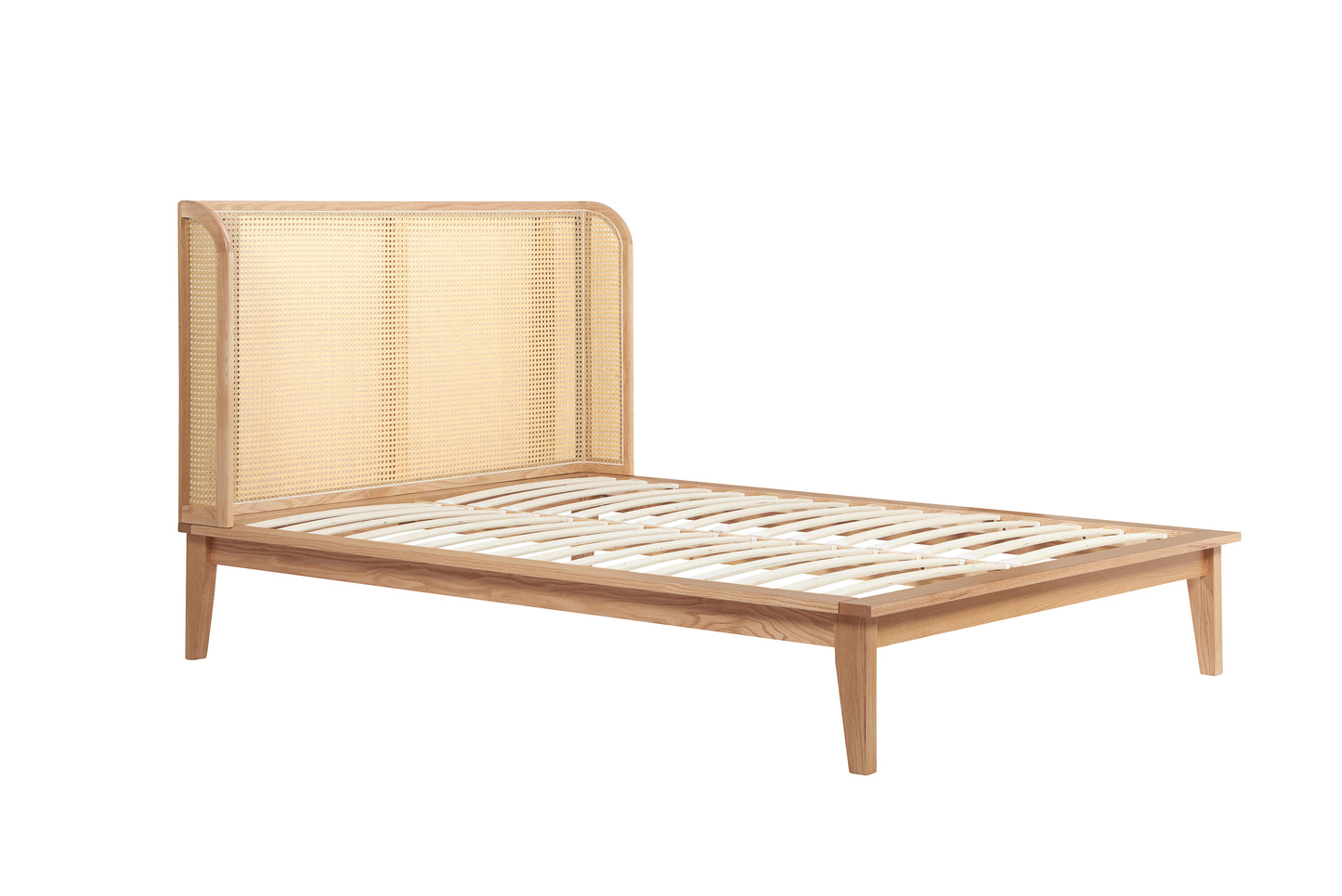 Astrid Oak Rattan Wingback Bed | King-Size