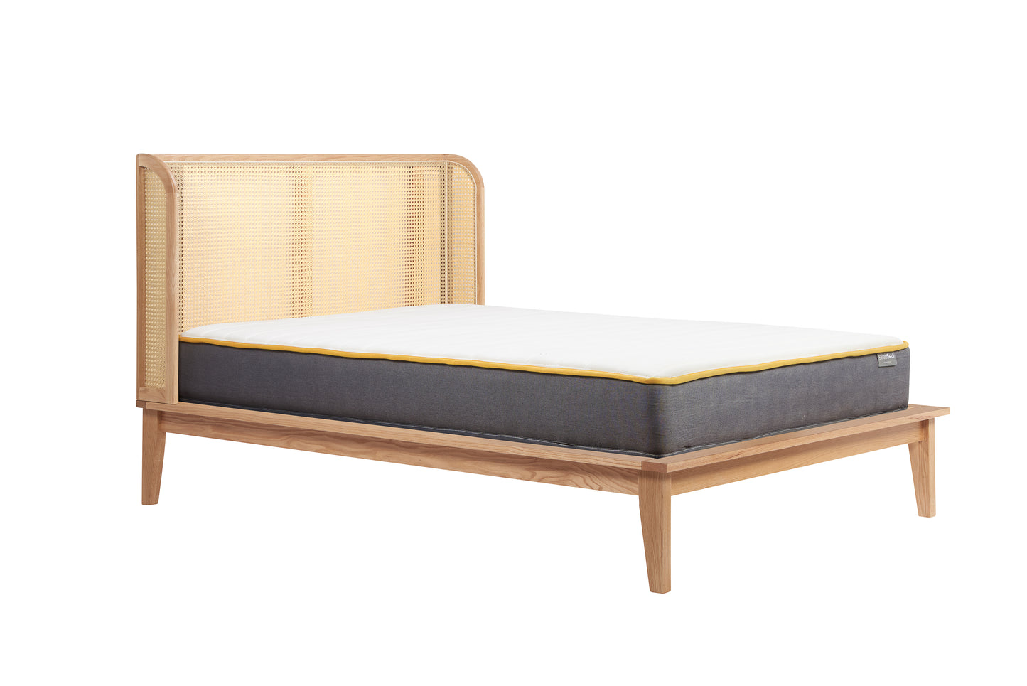 Astrid Oak Rattan Wingback Bed | King-Size