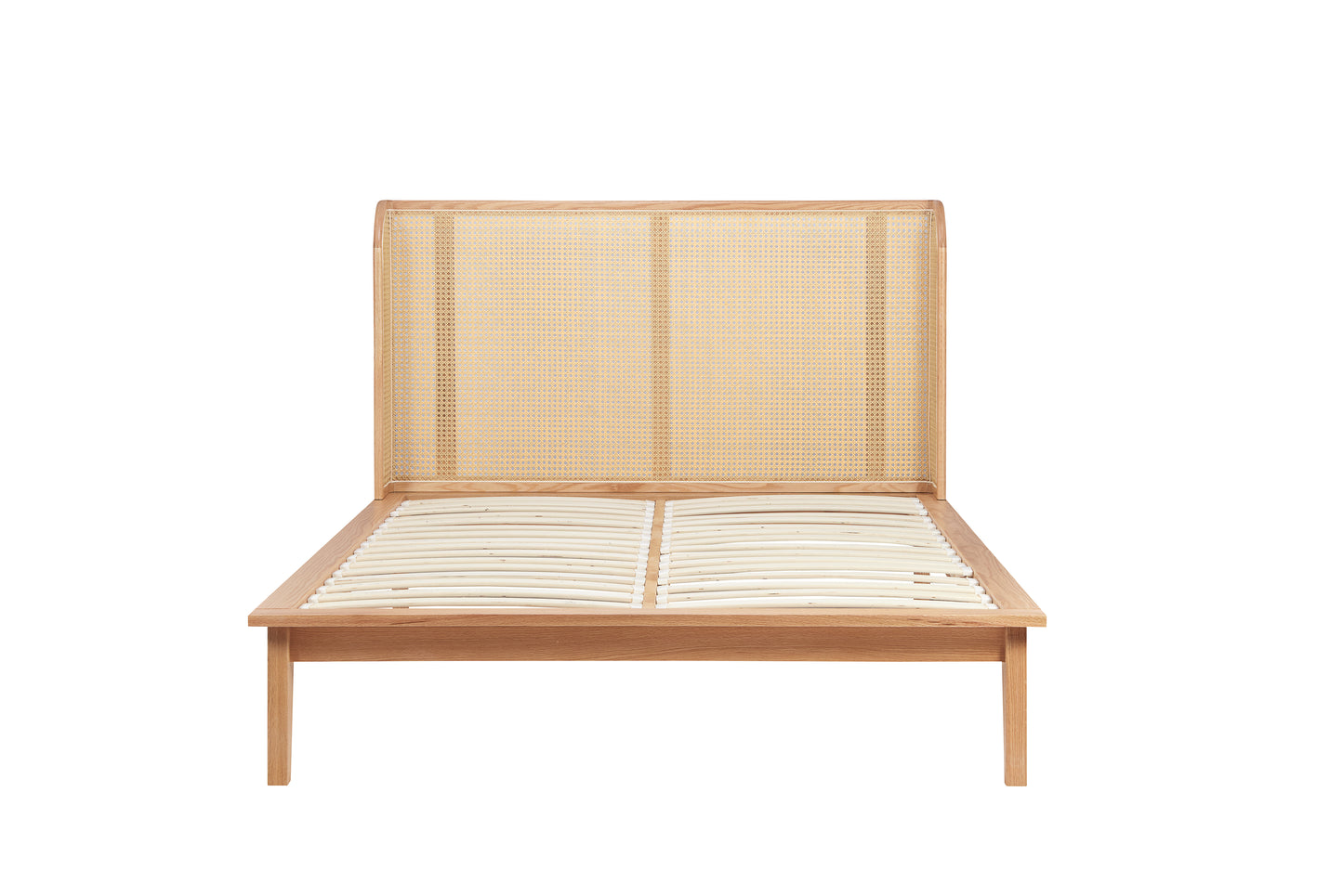 Astrid Oak Rattan Wingback Bed | King-Size