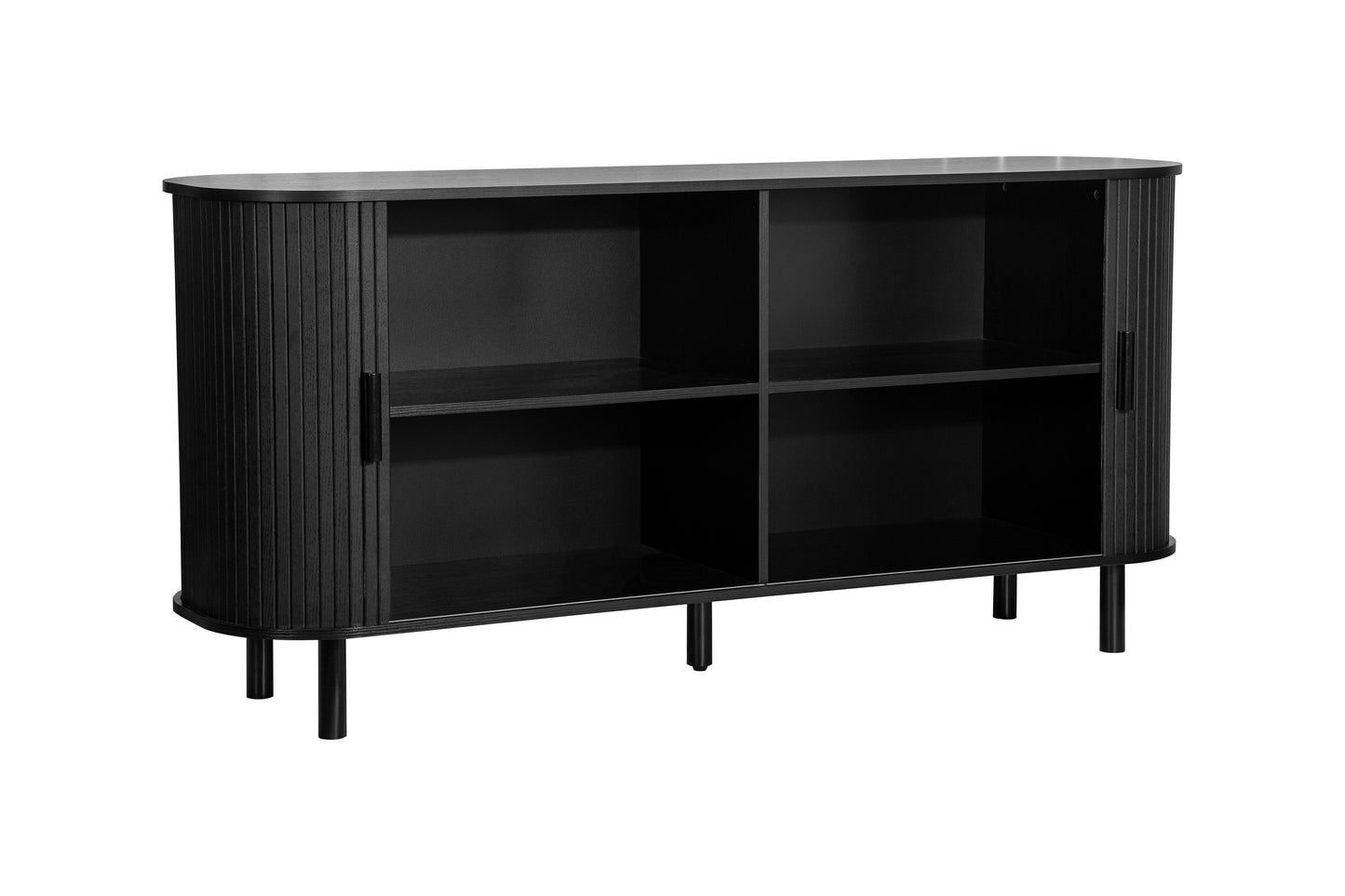 Elevate your interior with this 2 Door Fluted Sideboard, blending contemporary elegance with practical design and black finish adds sophistication to any room. Shop online at www.nobleandnook.co.uk