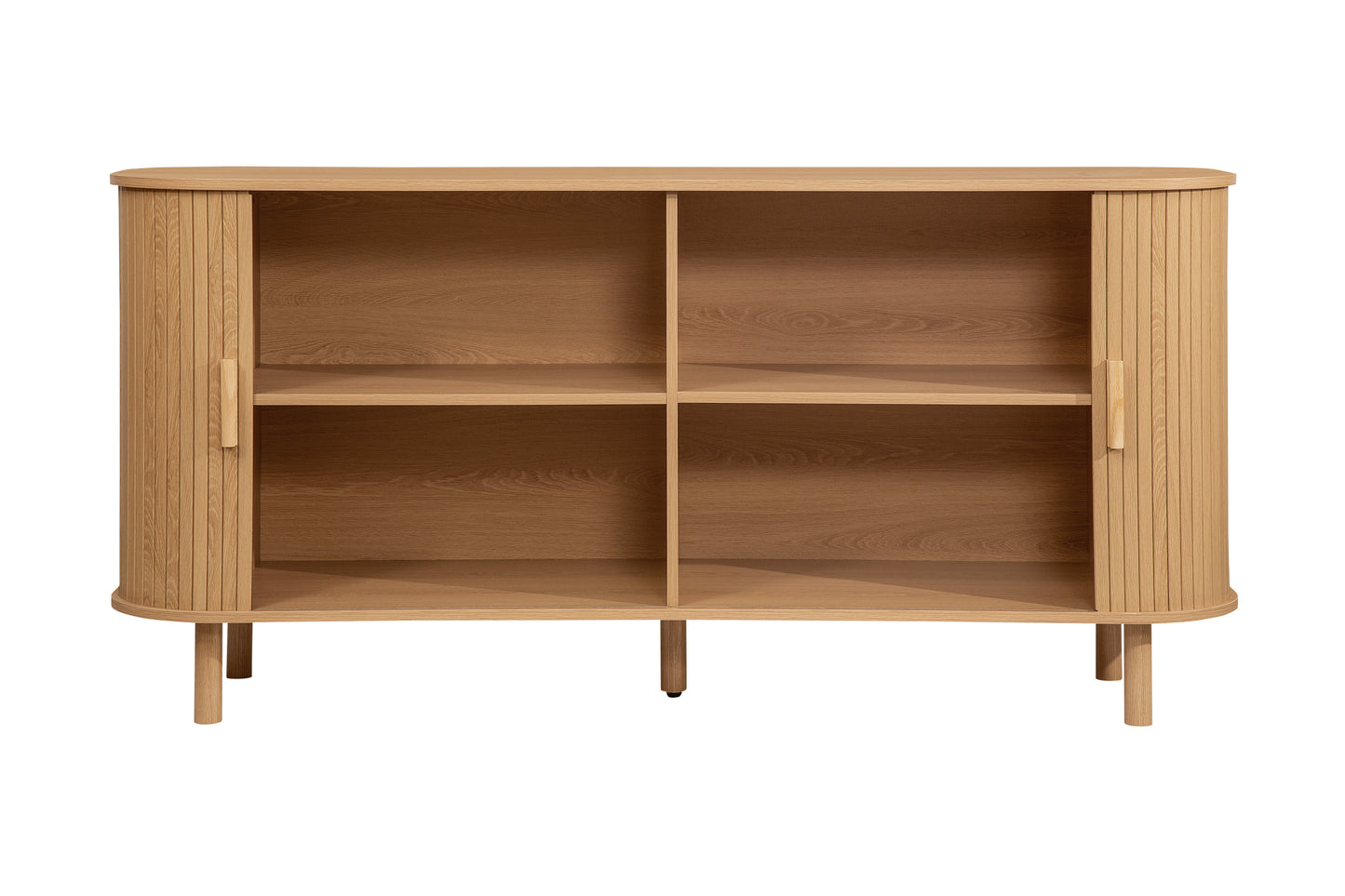 Elevate your interior with this 2 Door Fluted Sideboard, blending contemporary elegance with practical design and an oak finish adds warmth and sophistication to any room. Shop online at www.nobleandnook.co.uk