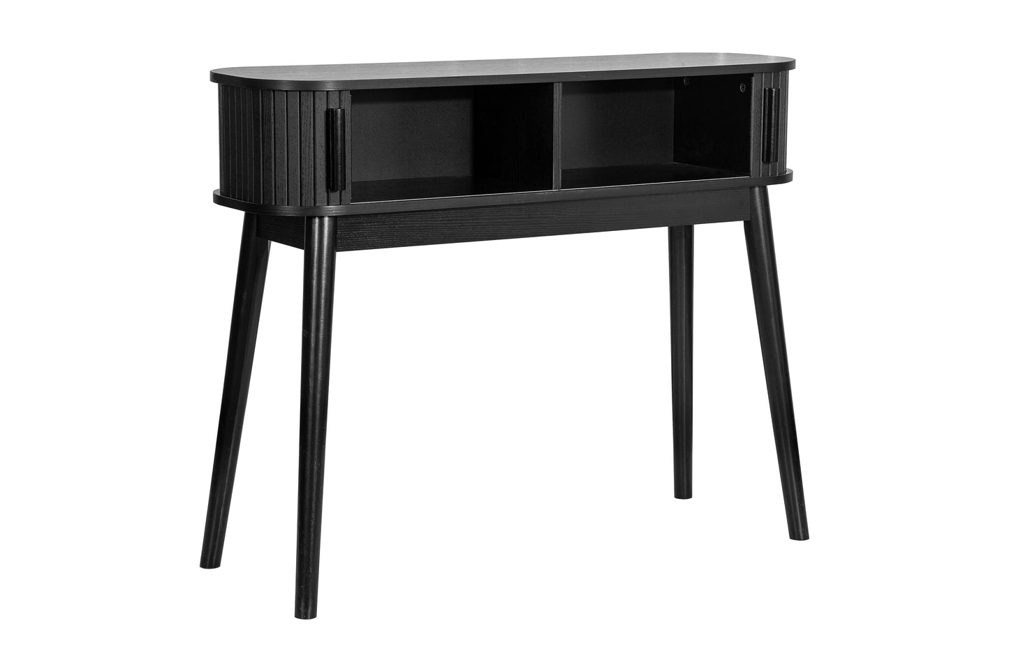Elevate your interior with the Axel Console Table in Black. This stylish table features exquisite fluted detailing, adds depth and sophistication to any living space. Shop online today at www.nobleandnook.co.uk