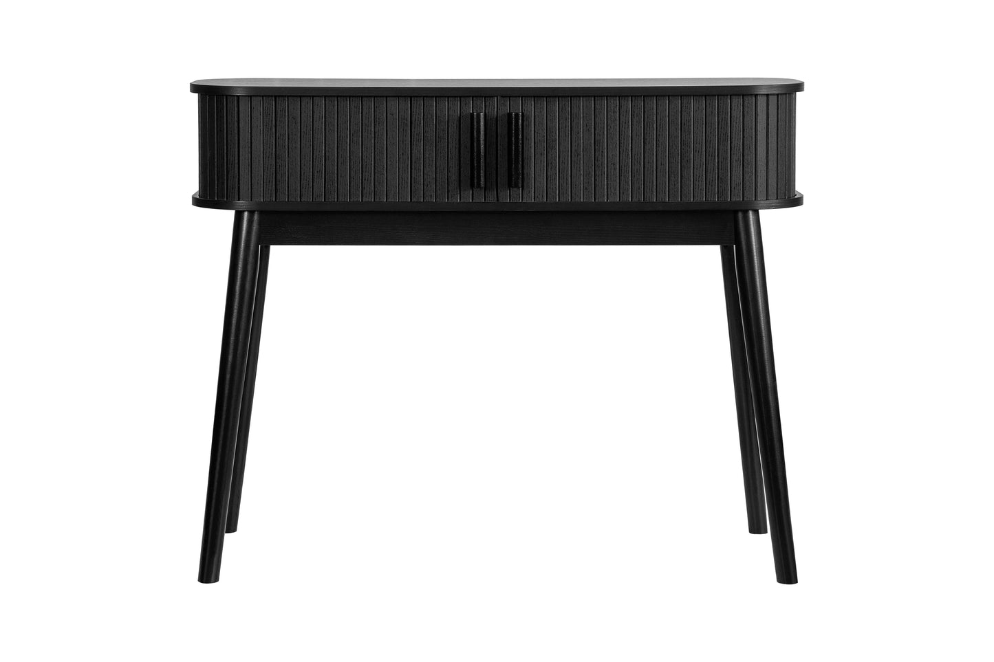 Elevate your interior with the Axel Console Table in Black. This stylish table features exquisite fluted detailing, adds depth and sophistication to any living space. Shop online today at www.nobleandnook.co.uk