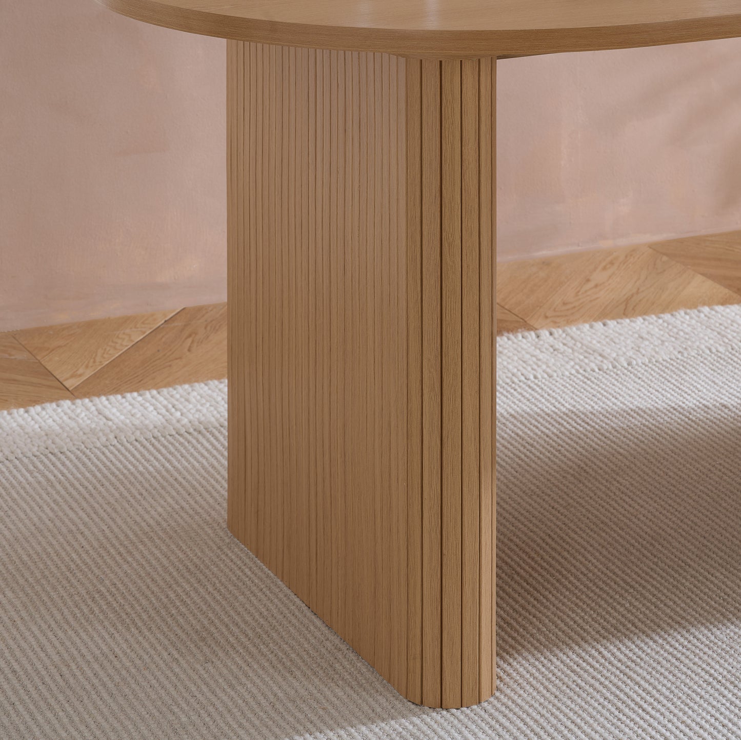 Crafted from premium MDF and available in two stylish finishes, oak or black, this oval table features beautiful fluted detailing that creates a modern, refined look. Shop online today at www.nobleandnook.co.uk
