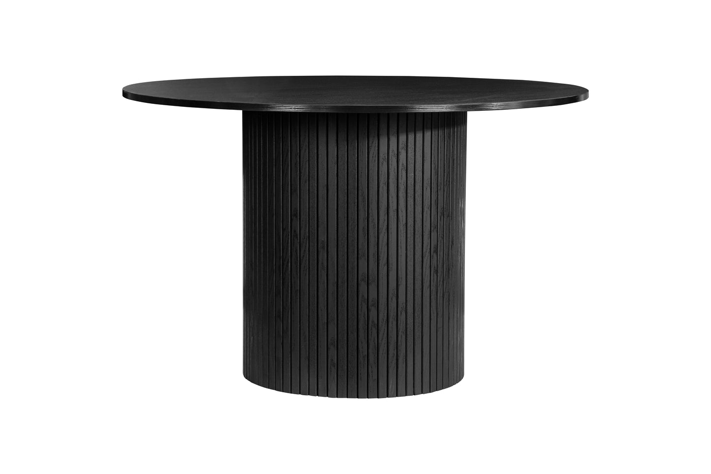 Contemporary round dining table with elegant fluted detailing, this piece adds subtle texture and modern charm to your dining space (dimensions H76xW120xD120cm) Shop online today at www.nobleandnook.co.uk