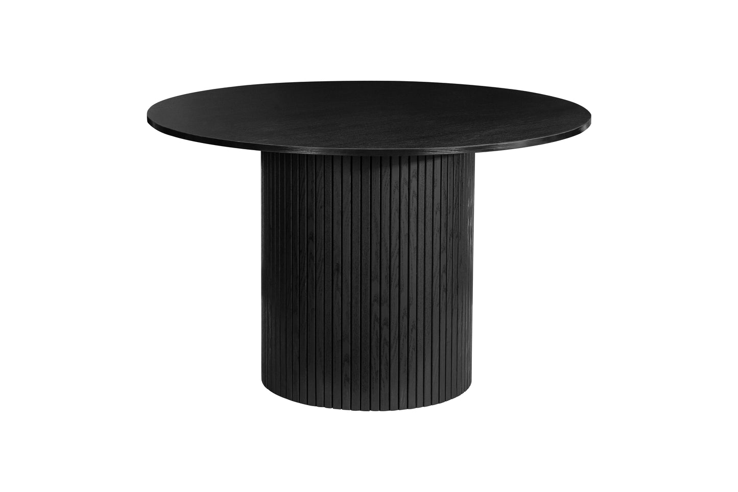 Contemporary round dining table with elegant fluted detailing, this piece adds subtle texture and modern charm to your dining space (dimensions H76xW120xD120cm) Shop online today at www.nobleandnook.co.uk