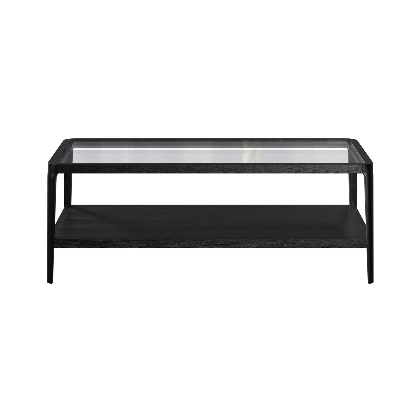 Shop the Abberley Coffee Table in Black stained solid oak and oak veneer with a sleek glass top and visible wood grain. FREE UK Mainland Delivery. Shop online today at www.nobleadnnook.co.uk