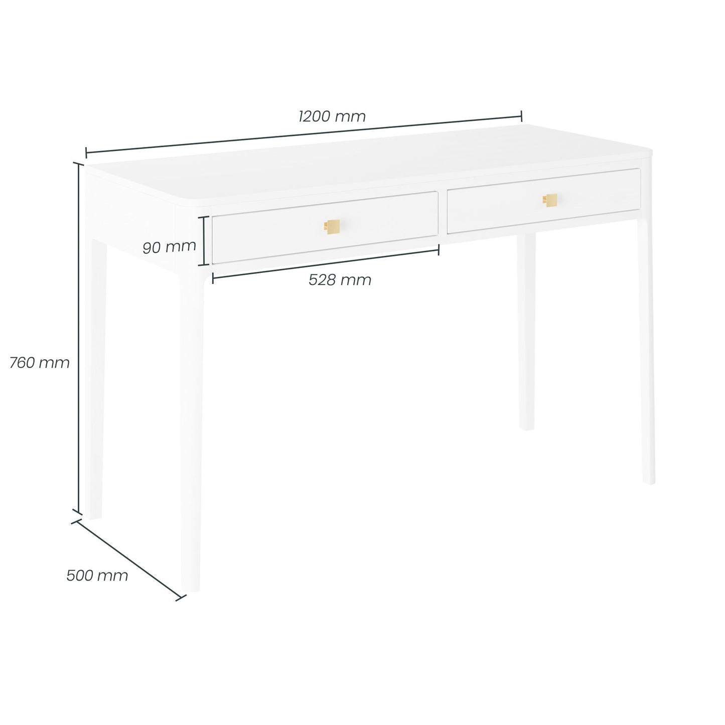 Elevate your workspace with the Abberley Dressing Table in stunning white stained solid oak and oak veneer with square brass style handles. Shop online today at www.nobleandnook.co.uk