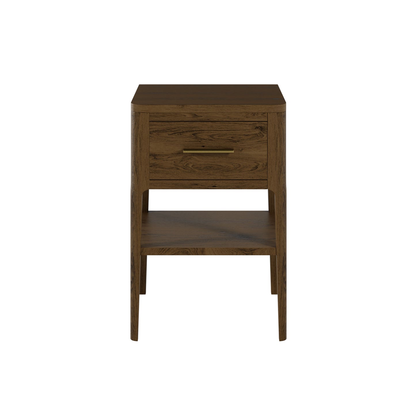 Shop the Abberley Bedside Table in Brown solid oak with curved front and brass style bar handle by D.I. Designs. FREE UK Mainland Delivery. Shop online today at www.nobleandnook.co.uk