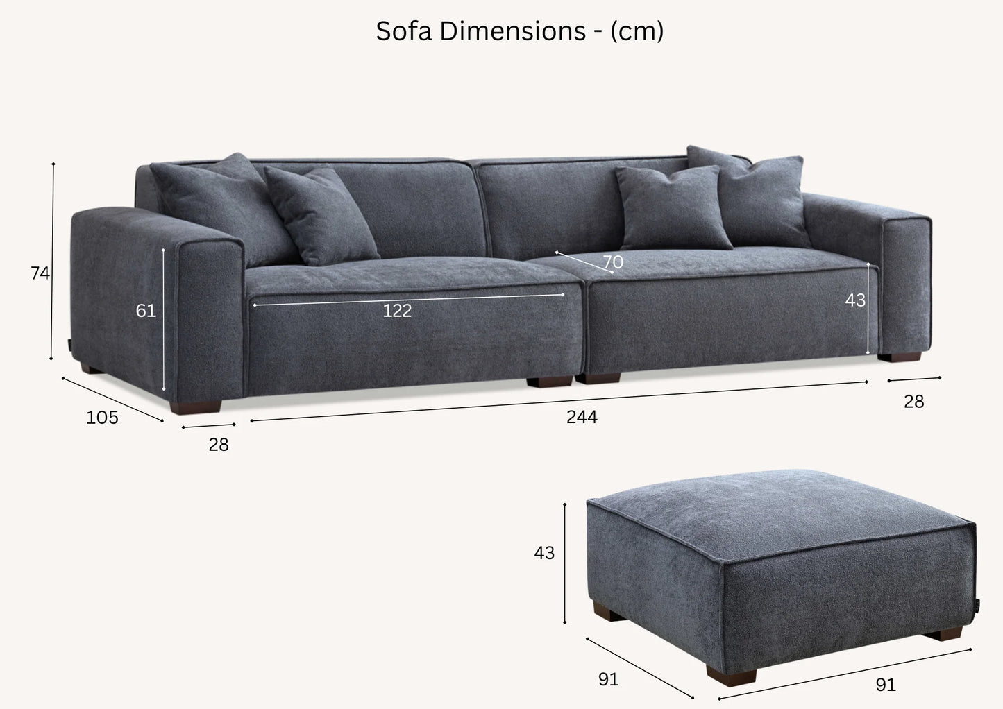 Shop the Aluxo Dakota, an exquisitely designed sofa providing unparalleled comfort and luxury with generous padding of duck feathers along the arms, seats, and back, it boasts a boxed silhouette and elegant piping detail, expertly combining modern luxury with timeless opulence. Shop online today at www.nobleandnook.co.uk SKU 10-T-SF003-DKT-G302-3A-CR