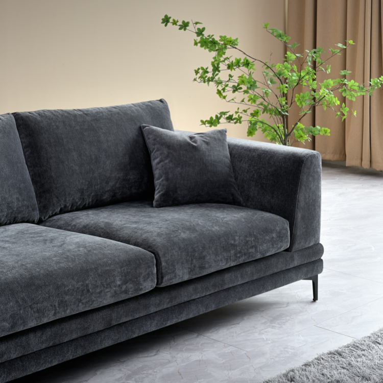 Shop the Aluxo Lenox 2 and 3 Seater Sofas in Steel Velvet, timeless mid-century modern sofas with deep sumptuous cushions for you to sink into and relax. Crafted with a solid wooden frame and high-density foam padding. Shop online today at www.nobleandnook.co.uk