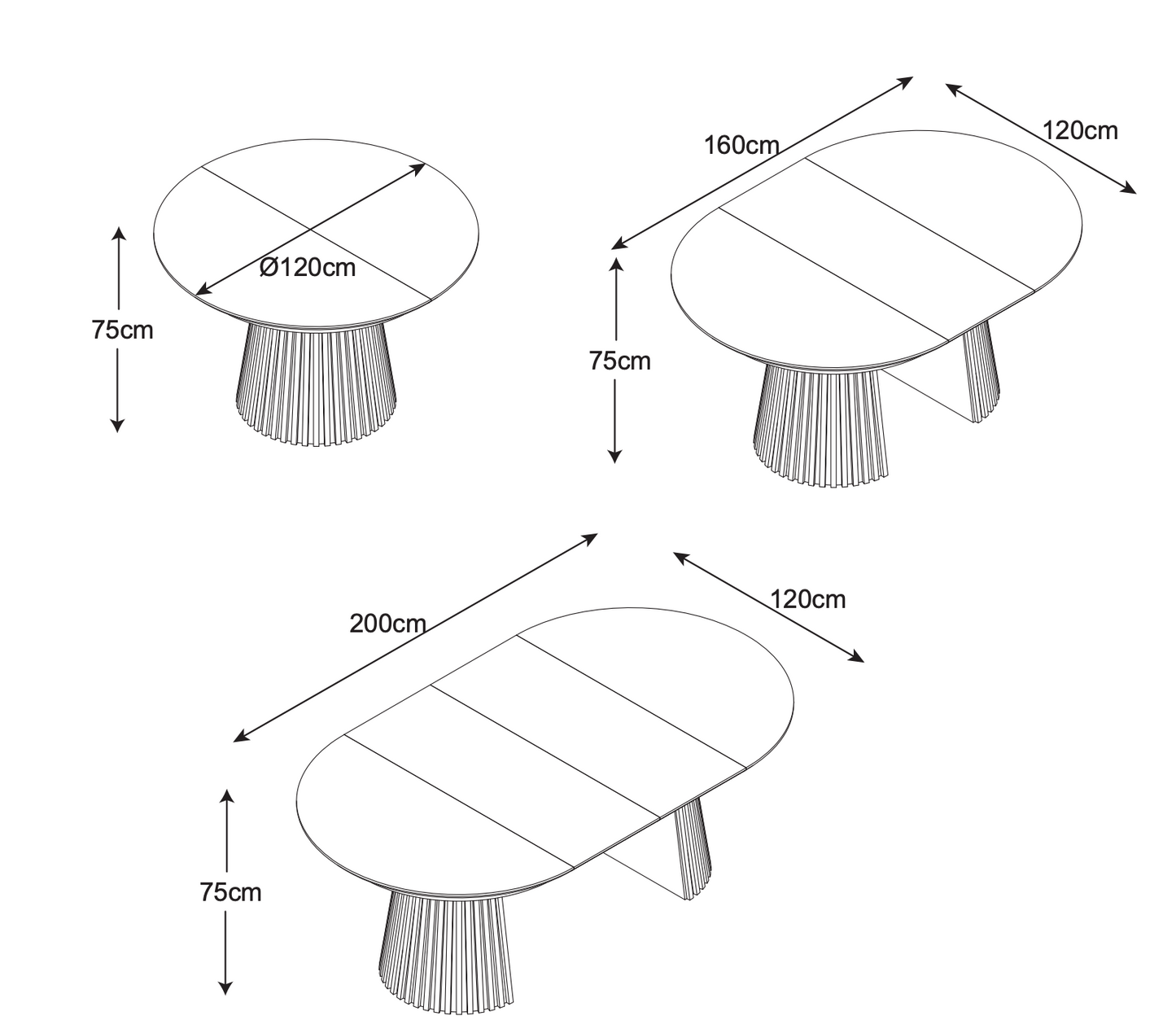 Arya Round Extending Dining Table in Dark Oak Finish