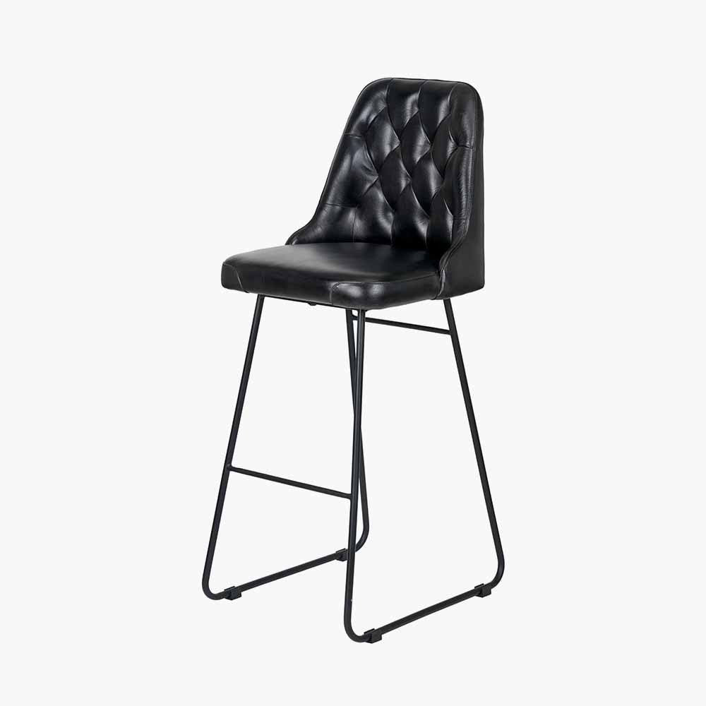 Shop the Ash Black Leather Diamond Back Bar Stool, the perfect addition to any breakfast bar or kitchen island. FREE UK MAINLAND DELIVERY on orders over £100. Shop online now at www.nobleandnook.co.uk