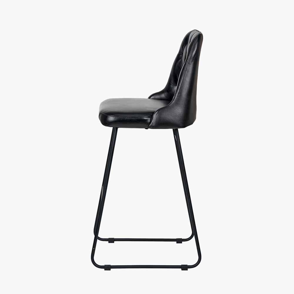 Shop the Ash Black Leather Diamond Back Bar Stool, the perfect addition to any breakfast bar or kitchen island. FREE UK MAINLAND DELIVERY. Shop online now at www.nobleandnook.co.uk