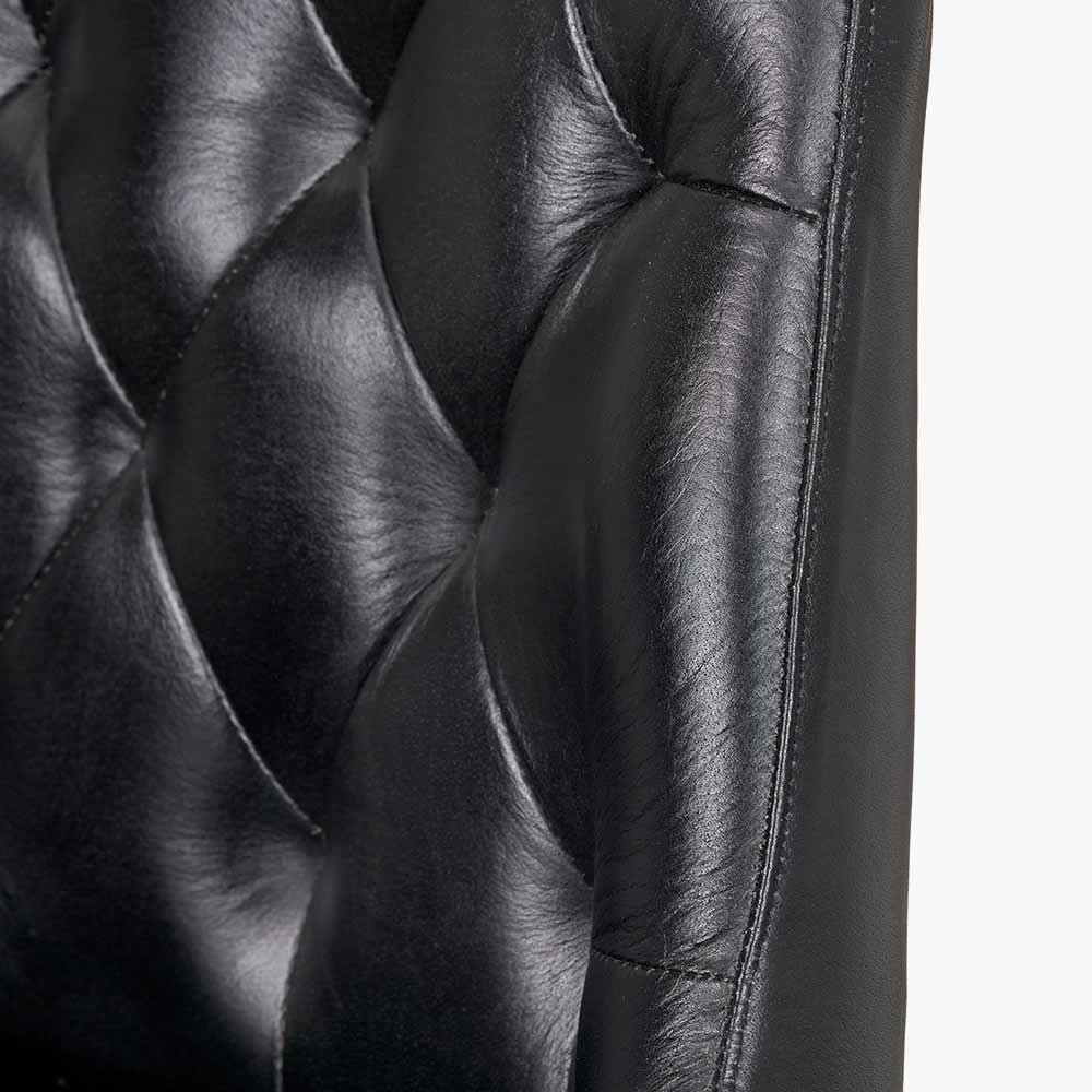 Shop the Ash Black Leather Diamond Back Bar Stool, the perfect addition to any breakfast bar or kitchen island. FREE UK MAINLAND DELIVERY. Shop online now at www.nobleandnook.co.uk