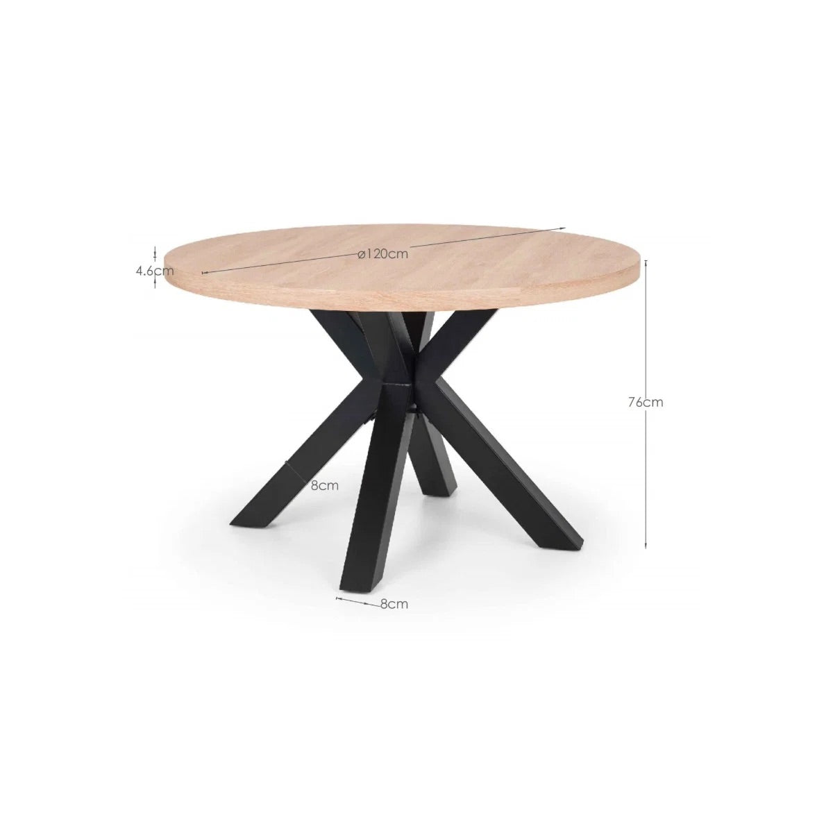 Berwick 4 Seater Round Dining Table | Oak & Black