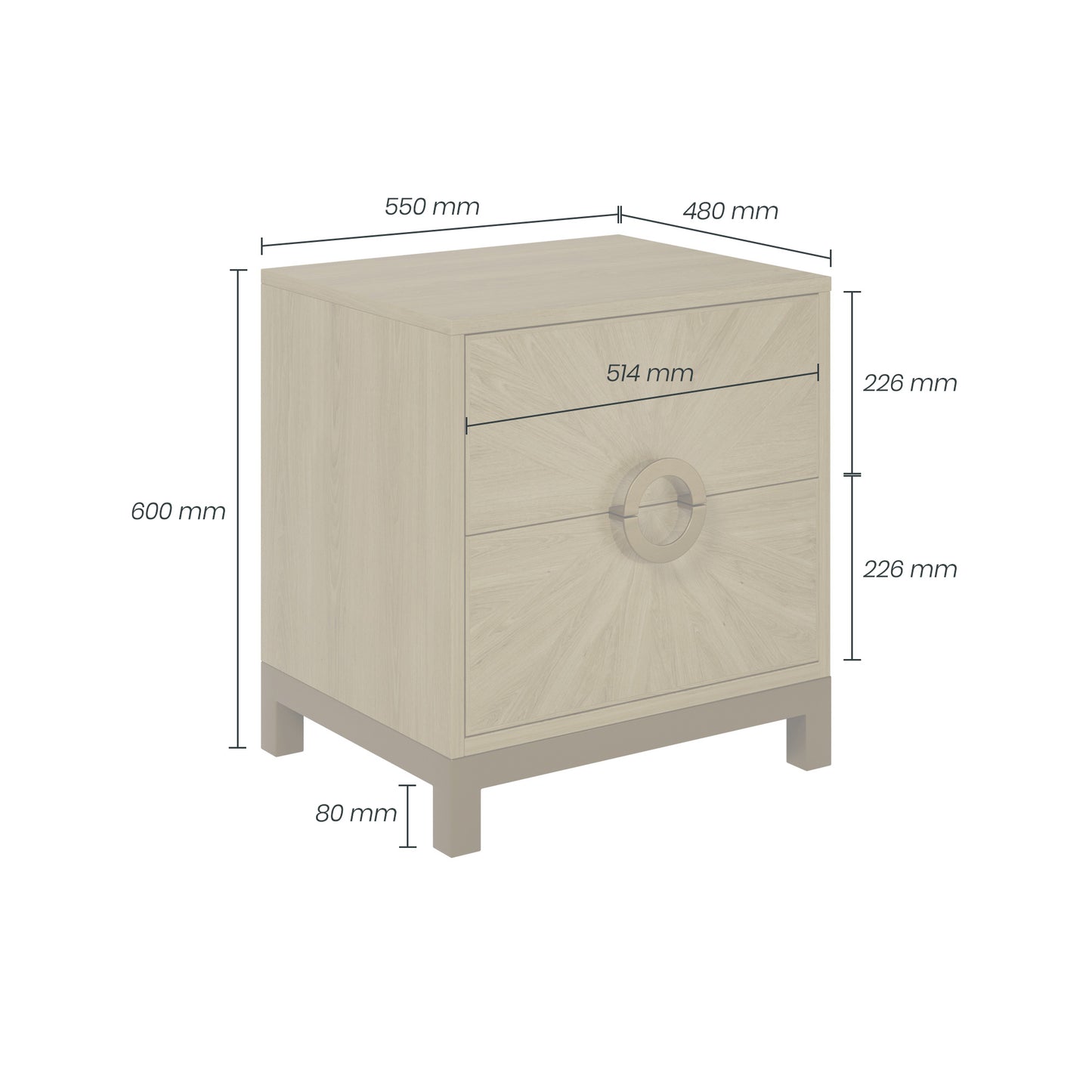 Shop the Easton Two Drawer Bedside Table in Oak with sunburst sandblasted effect by D.I. Designs. FREE UK Mainland Delivery. Shop online today at www.nobleandnook.co.uk