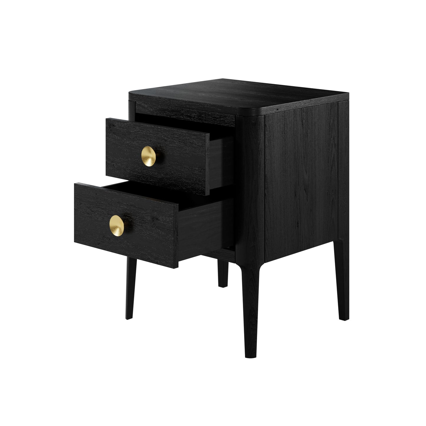 Shop the Abberley Bedside Table, an elegant 2-drawer oak bedside table with visible grain and brass style round handles by D.I. Designs. FREE UK MAINLAND DELIVERY. Shop online now at www.nobleandnook.co.uk