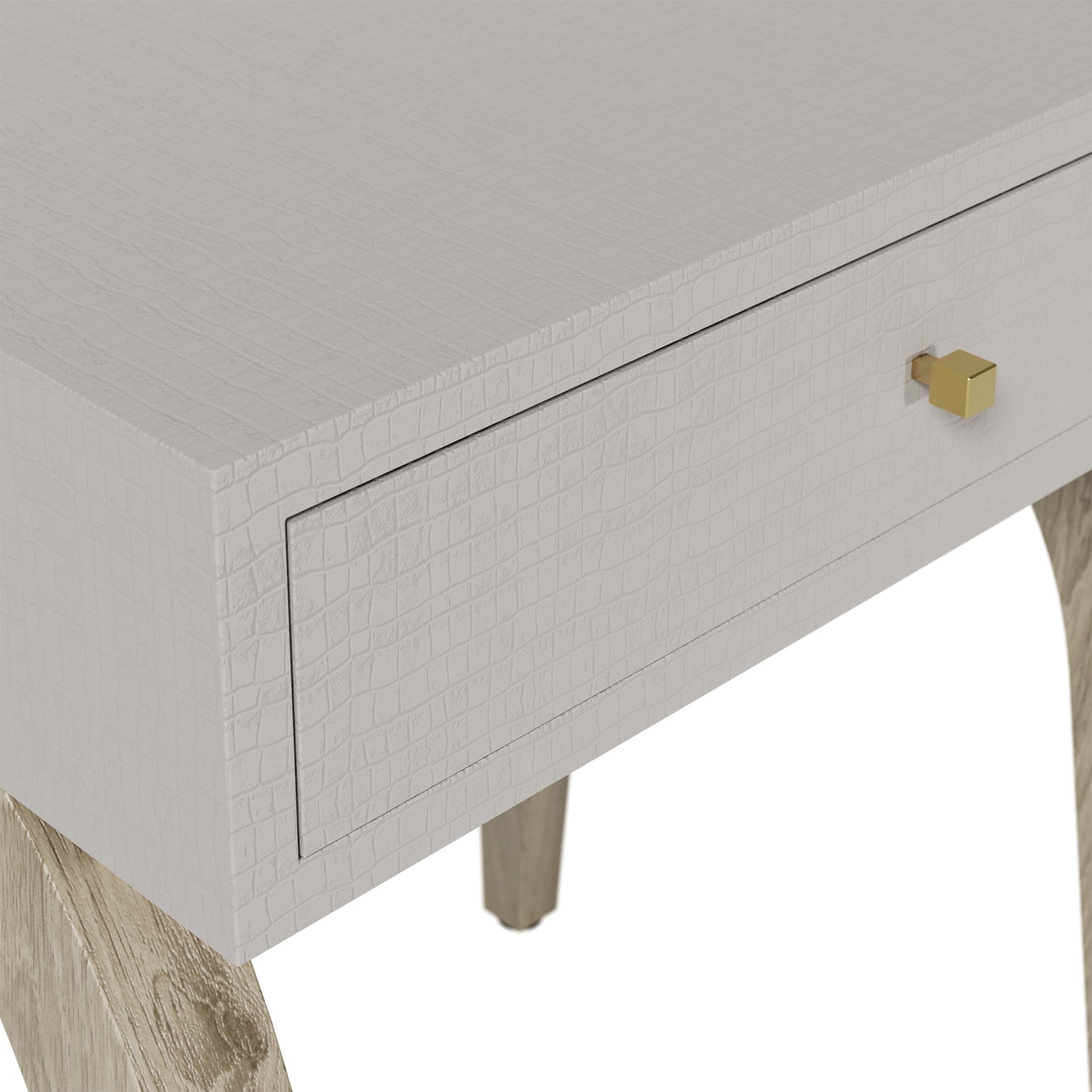 Shop the Laverstoke Bedside Table in rustic crocodile-style concrete finish and natural curved oak legs exude exclusivity. Shop online now at www.nobleandnook.co.uk