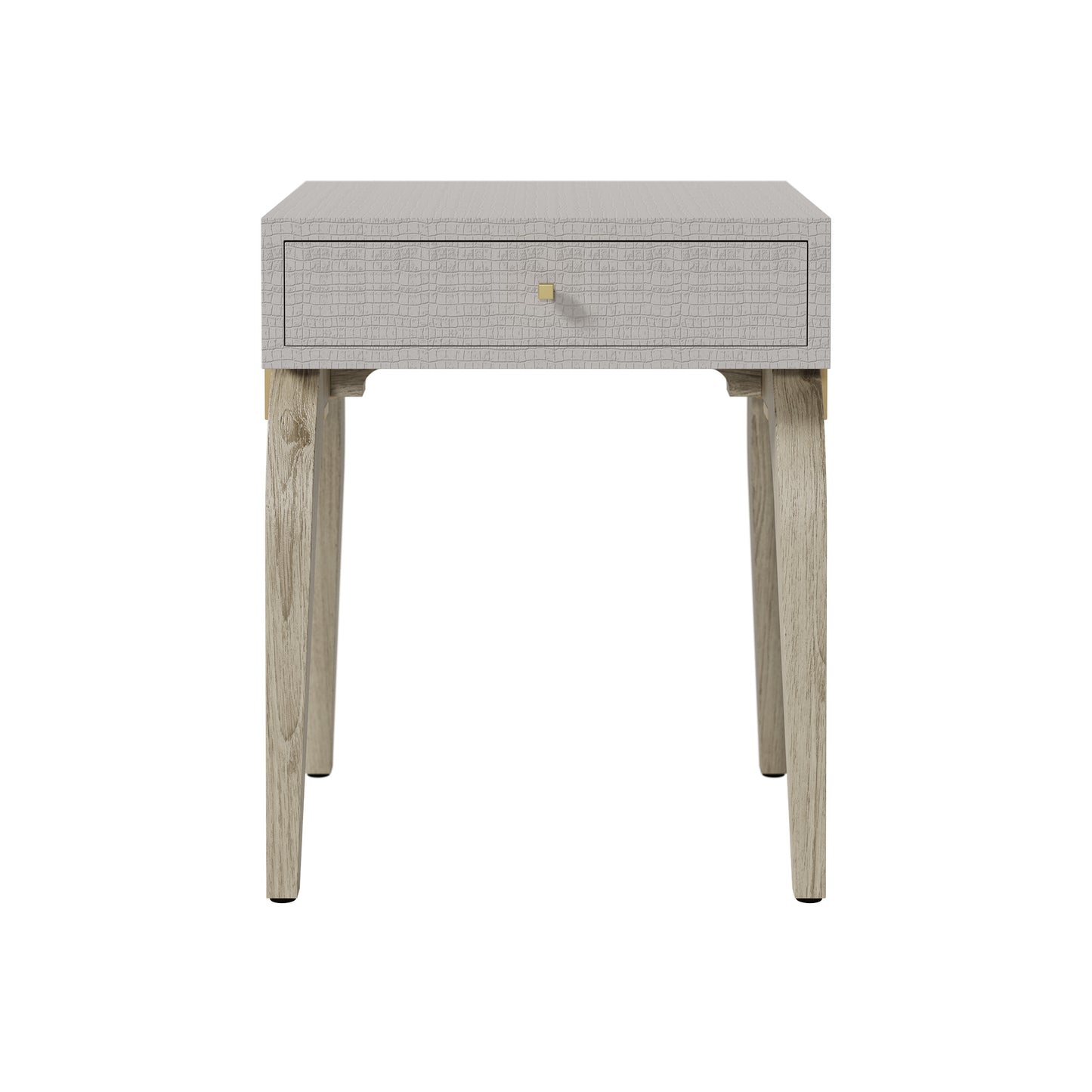 Shop the Laverstoke Bedside Table in rustic crocodile-style concrete finish and natural curved oak legs exude exclusivity. Shop online now at www.nobleandnook.co.uk