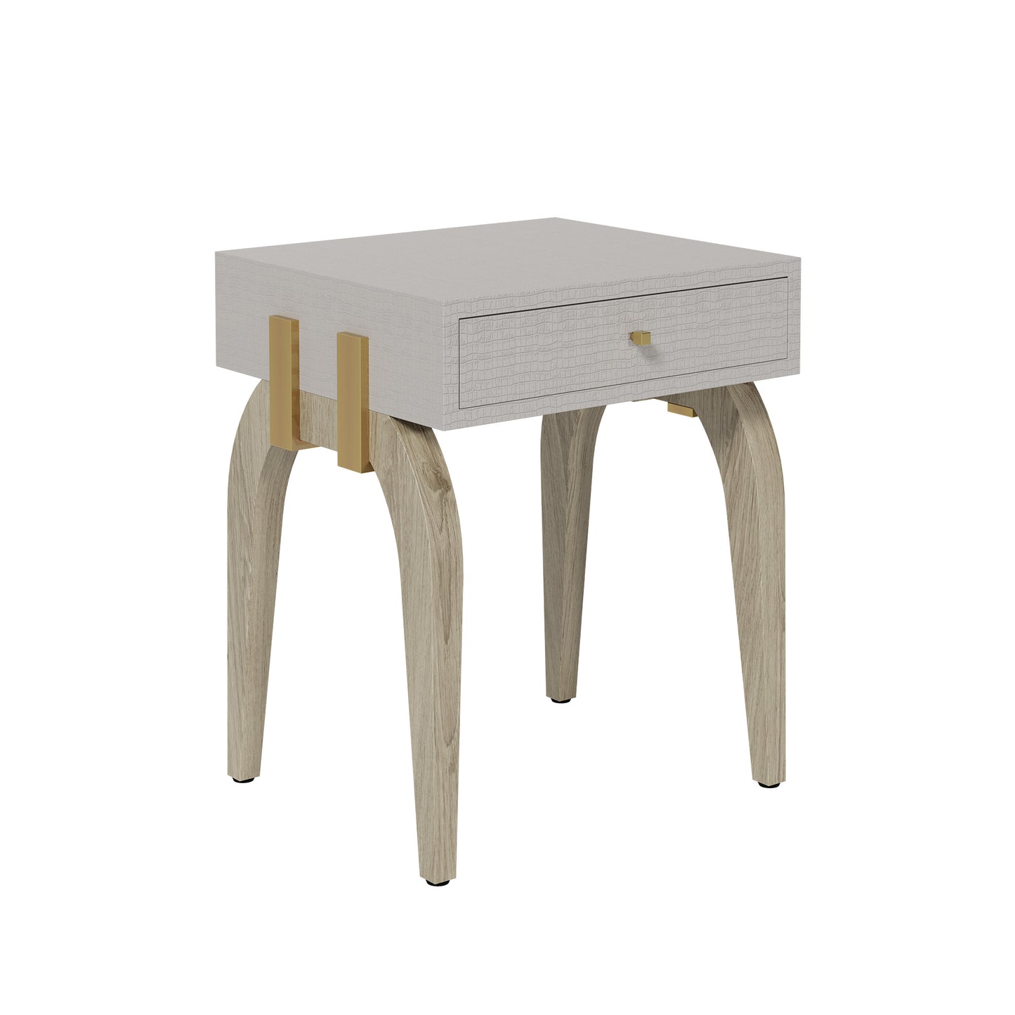Shop the Laverstoke Bedside Table in rustic crocodile-style concrete finish and natural curved oak legs exude exclusivity. Shop online now at www.nobleandnook.co.uk