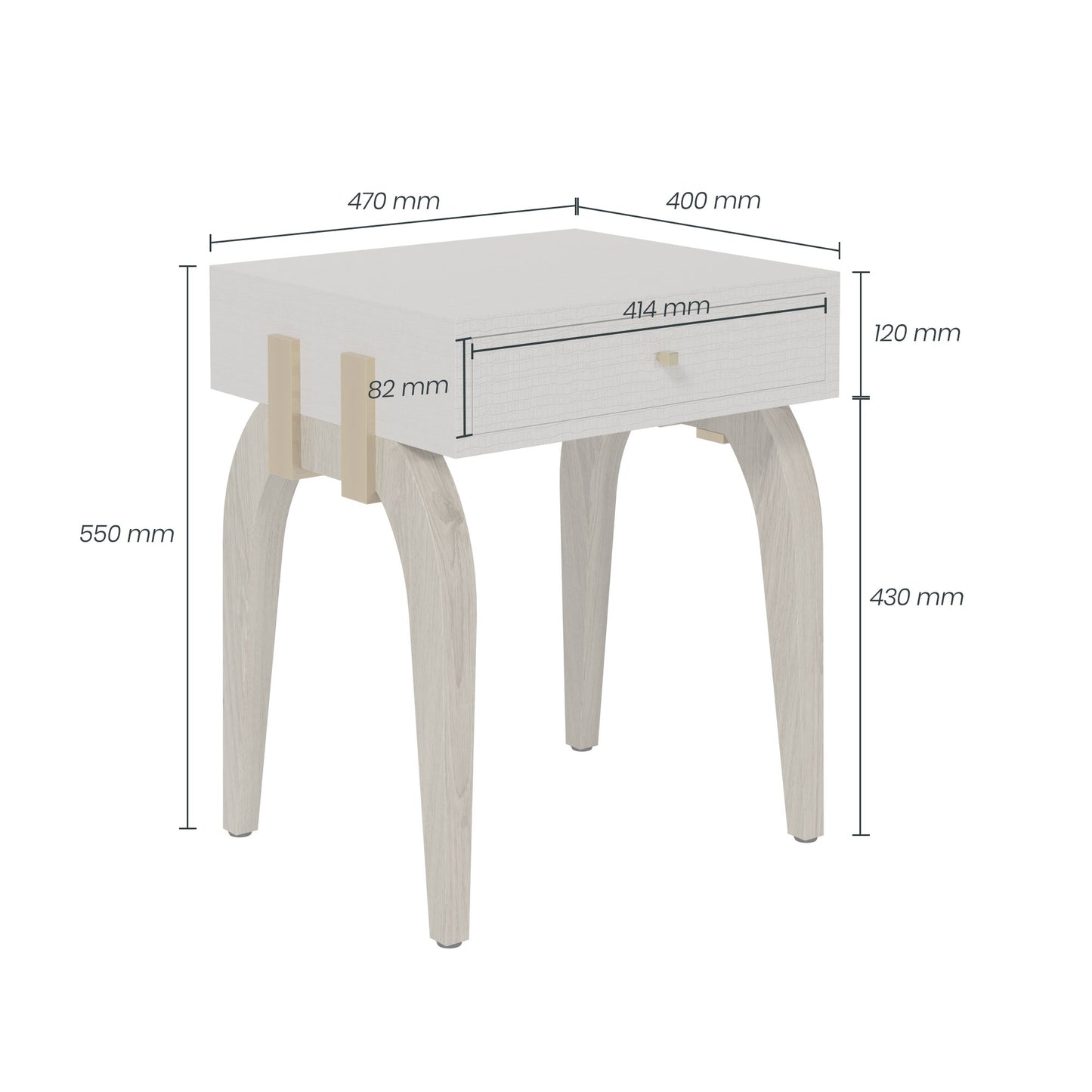 Shop the Laverstoke Bedside Table in rustic crocodile-style concrete finish and natural curved oak legs exude exclusivity. Shop online now at www.nobleandnook.co.uk
